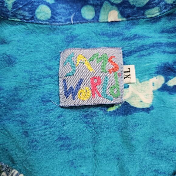 Jams World Island Fish Womens XL Hawaiian Vintage Made In Hawaii Button Down - Picture 3 of 8